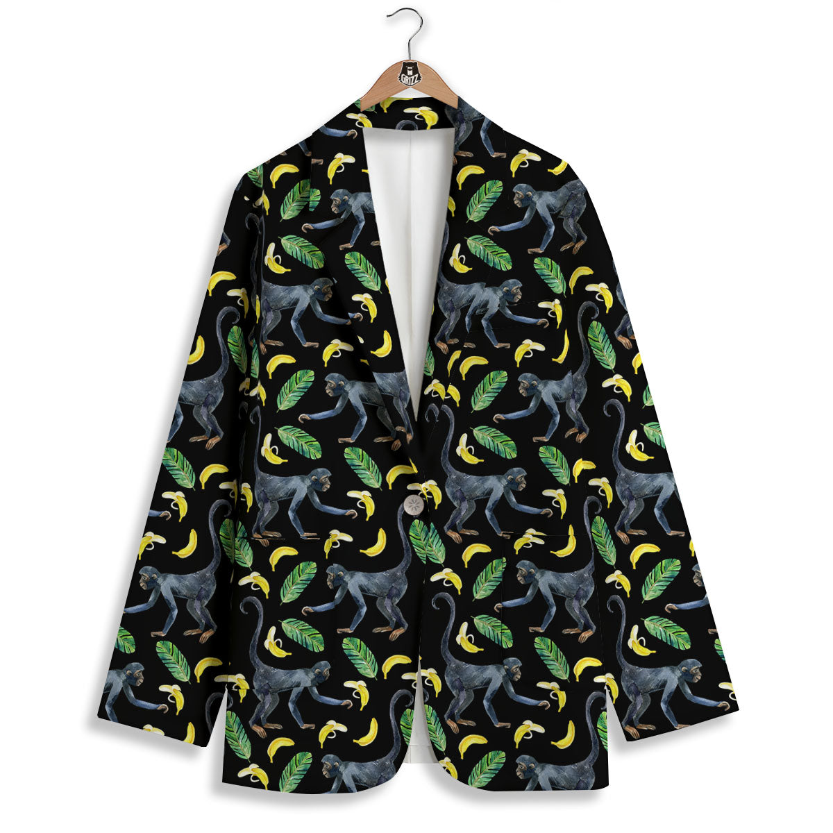 Banana Monkey Pattern Pattern Women's Blazer-grizzshop