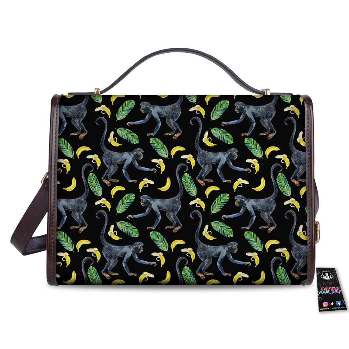 Banana Monkey Pattern Pattern Women's Satchel Bag-grizzshop