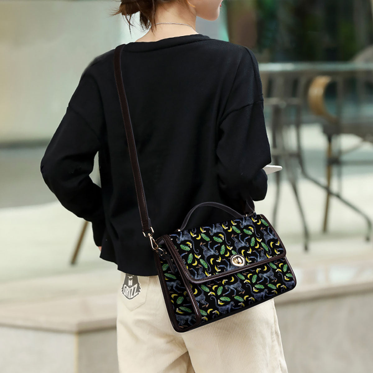 Banana Monkey Pattern Pattern Women's Satchel Bag-grizzshop