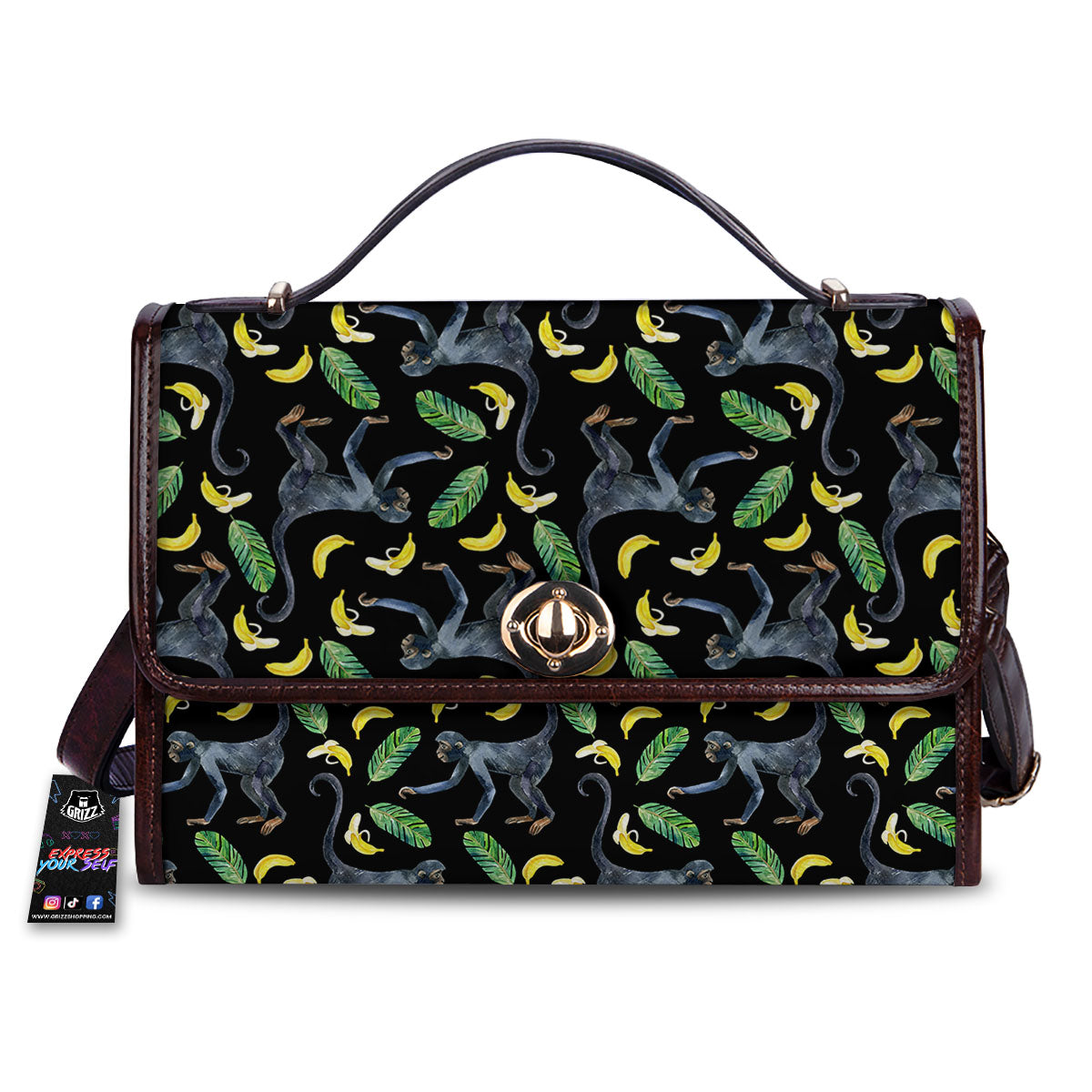 Banana Monkey Pattern Pattern Women's Satchel Bag-grizzshop
