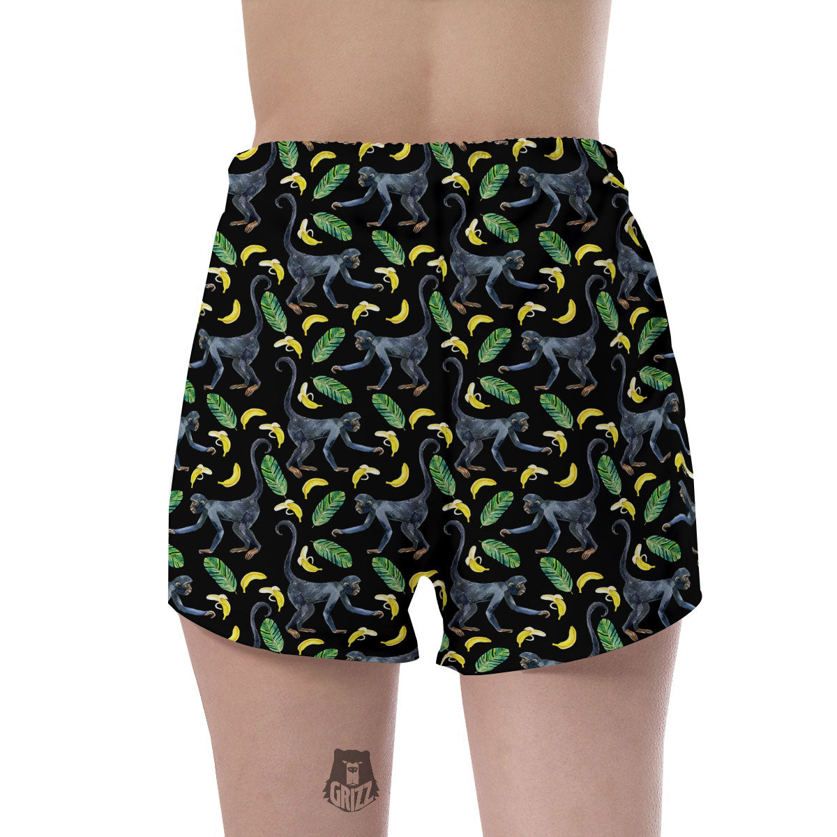 Banana Monkey Pattern Pattern Women's Shorts-grizzshop