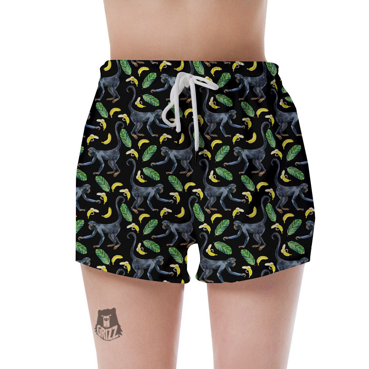 Banana Monkey Pattern Pattern Women's Shorts-grizzshop
