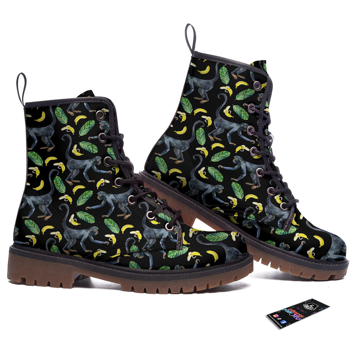 Banana Monkey Pattern Pattern Work Boots-grizzshop