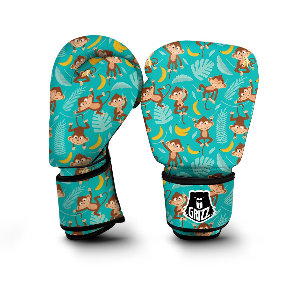 Banana Monkey Pattern Print Boxing Gloves-grizzshop