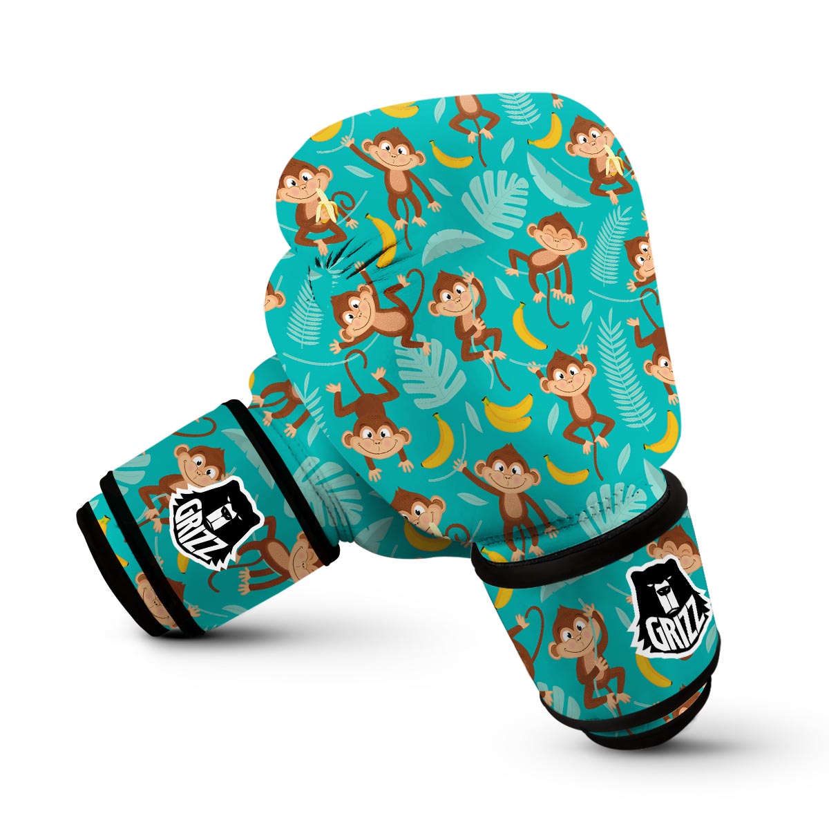 Banana Monkey Pattern Print Boxing Gloves-grizzshop