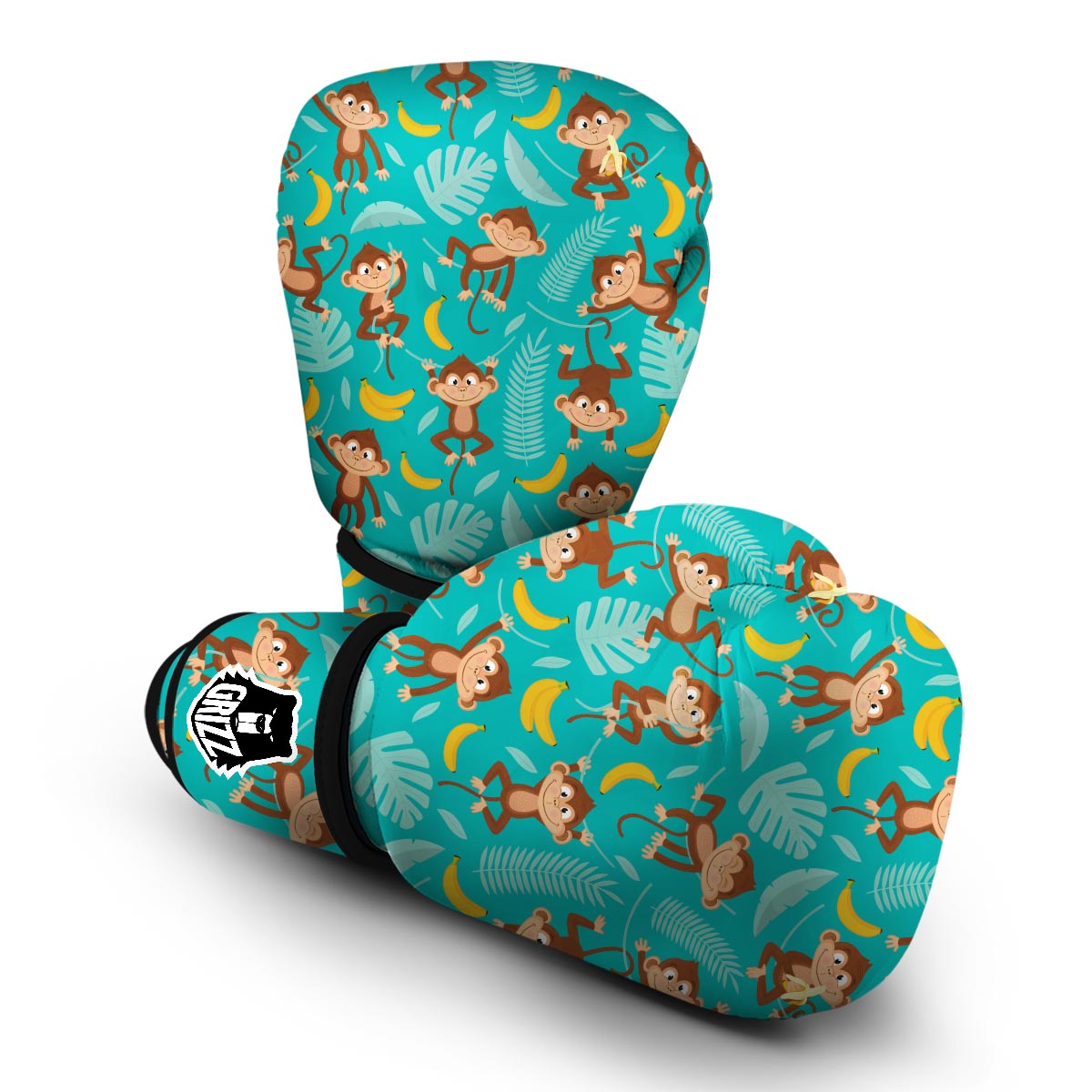 Banana Monkey Pattern Print Boxing Gloves-grizzshop