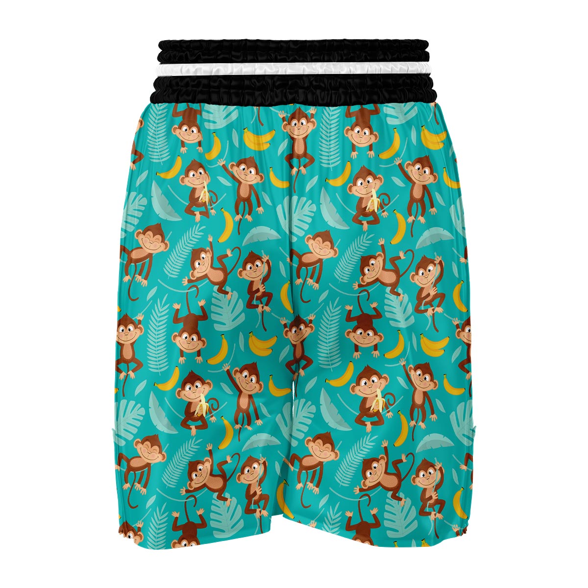 Banana Monkey Pattern Print Boxing Shorts-grizzshop