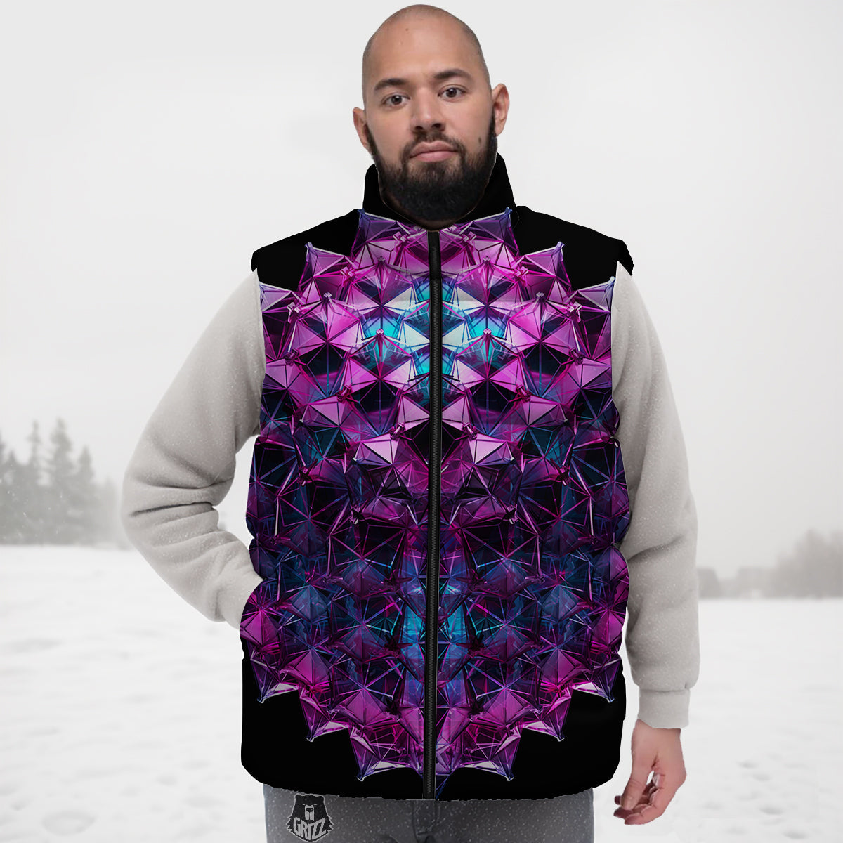Banana Monkey Pattern Print Down Vest