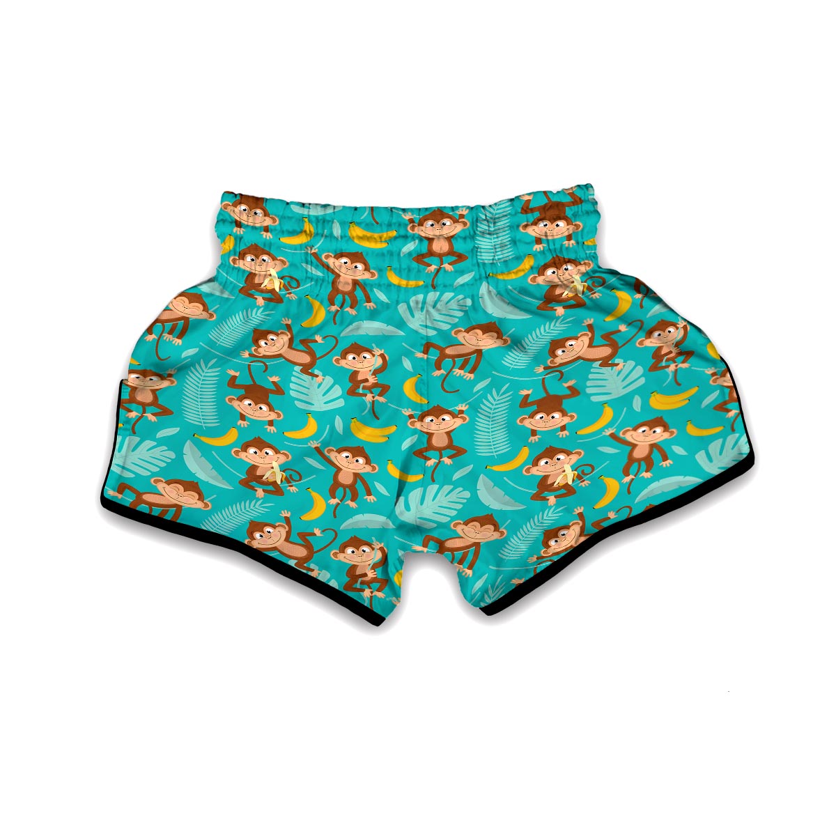 Banana Monkey Pattern Print Muay Thai Boxing Shorts-grizzshop