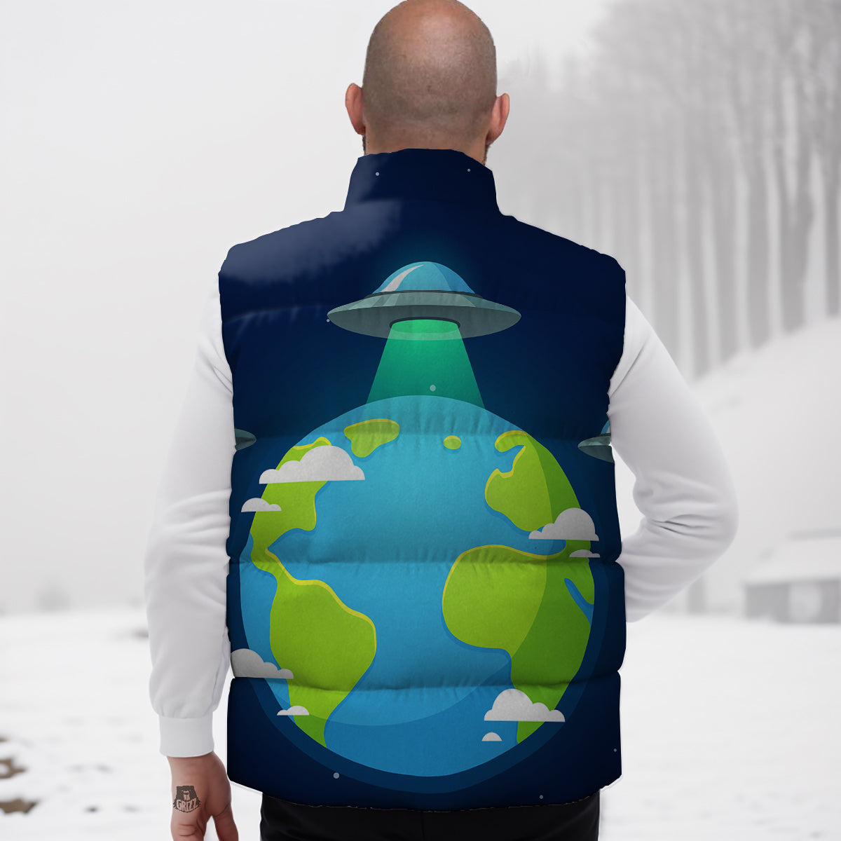 Banana Monkey Print Pattern Down Vest