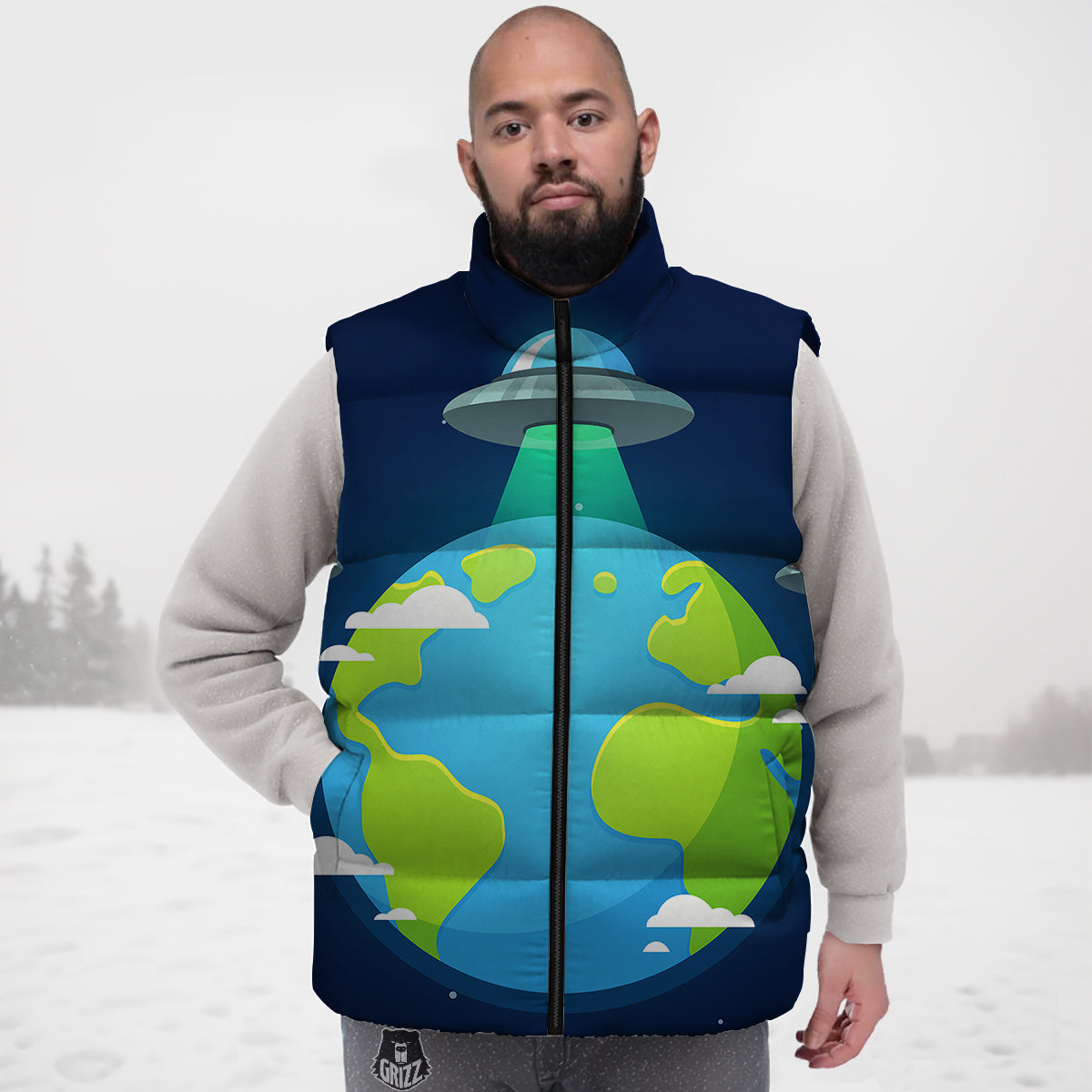 Banana Monkey Print Pattern Down Vest