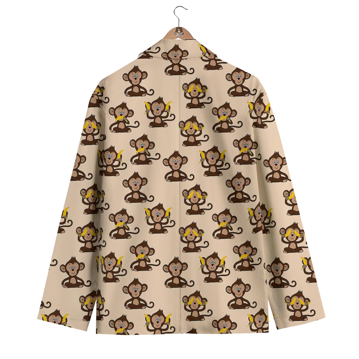 Banana Monkey Print Pattern Men's Blazer-grizzshop