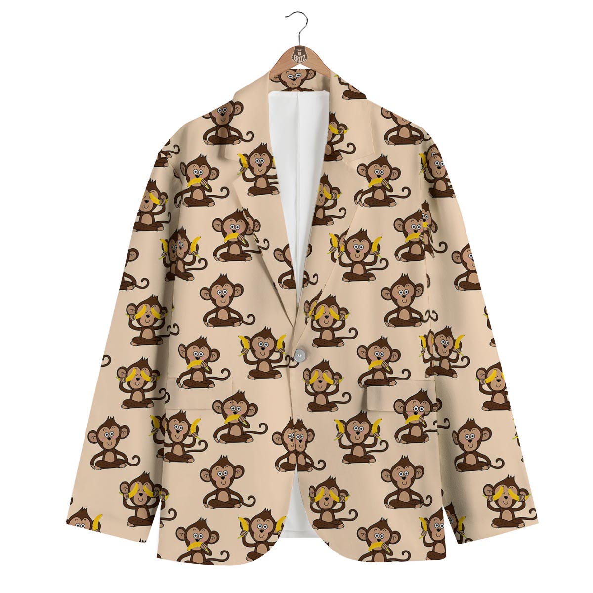 Banana Monkey Print Pattern Men's Blazer-grizzshop