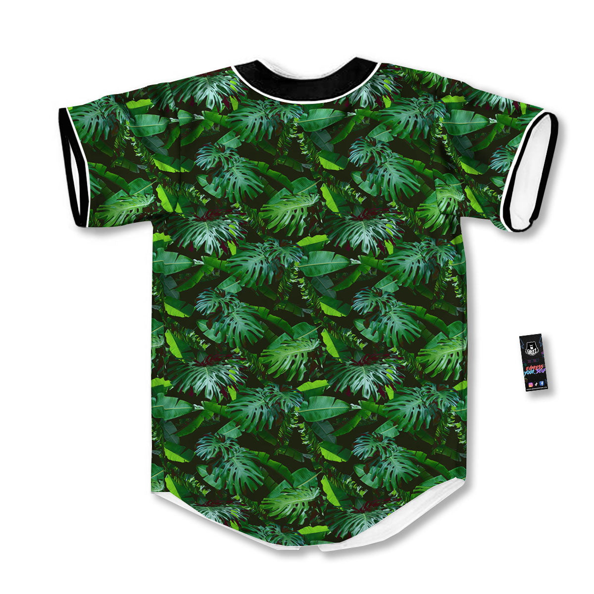 Banana Palm Leaf Green Tropical Print Baseball Jersey-grizzshop