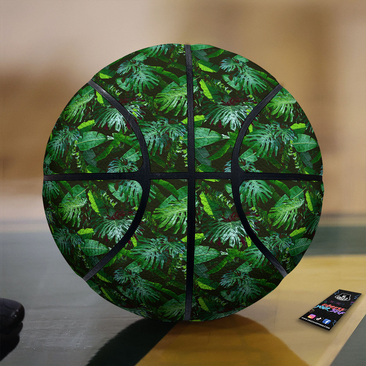 Banana Palm Leaf Green Tropical Print Basketball-grizzshop