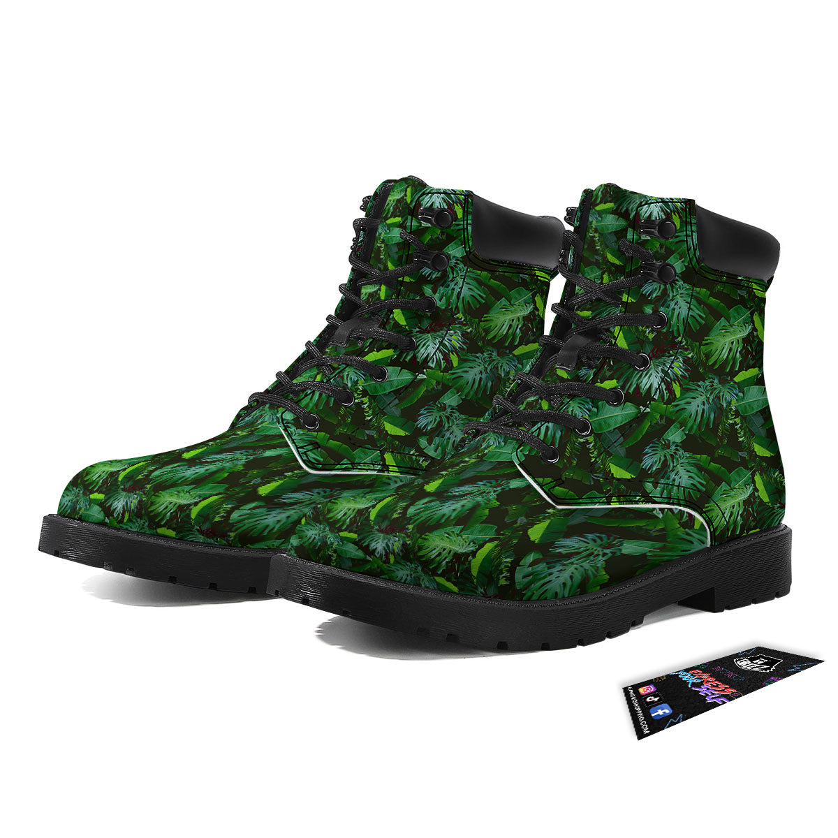 Banana Palm Leaf Green Tropical Print Boots-grizzshop