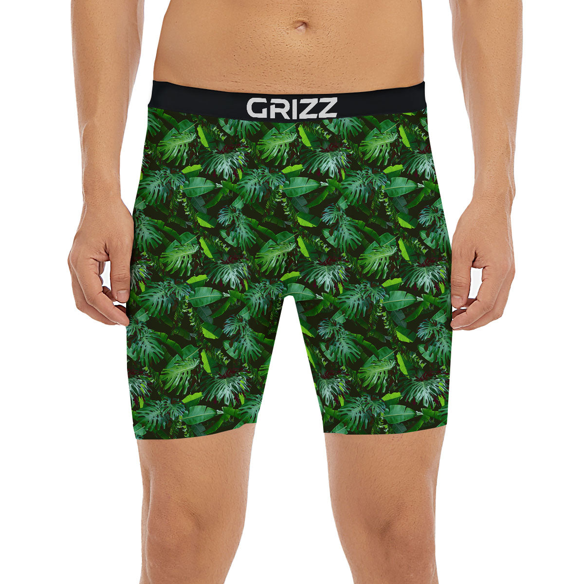Banana Palm Leaf Green Tropical Print Boxer Briefs-grizzshop