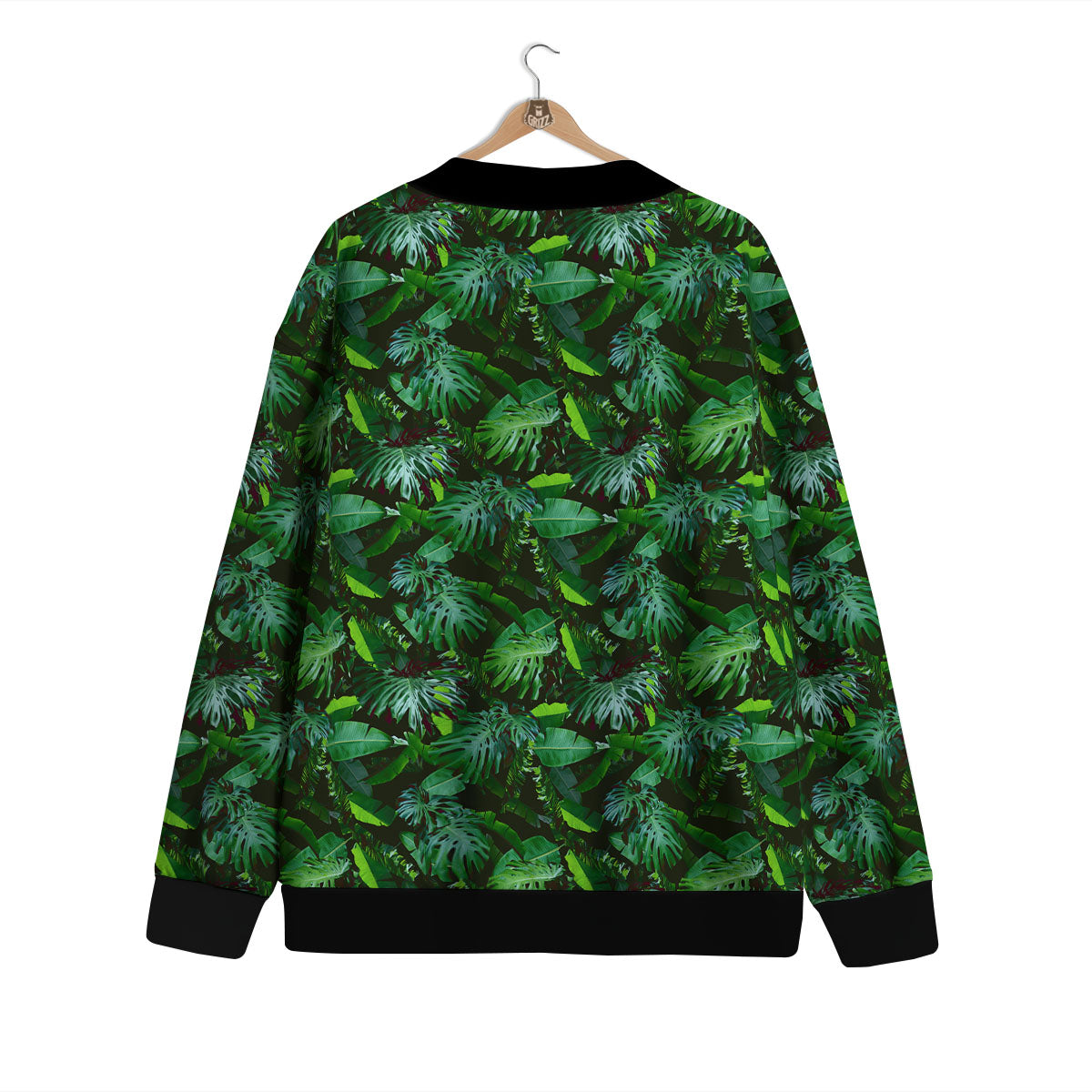 Banana Palm Leaf Green Tropical Print Cardigan-grizzshop