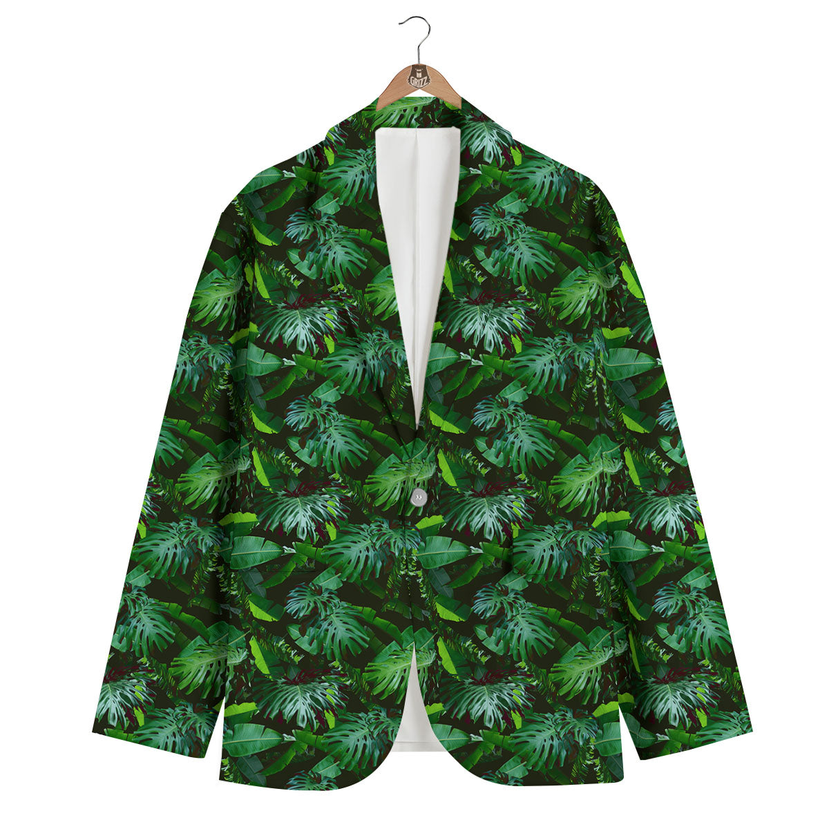 Banana Palm Leaf Green Tropical Print Men's Blazer-grizzshop