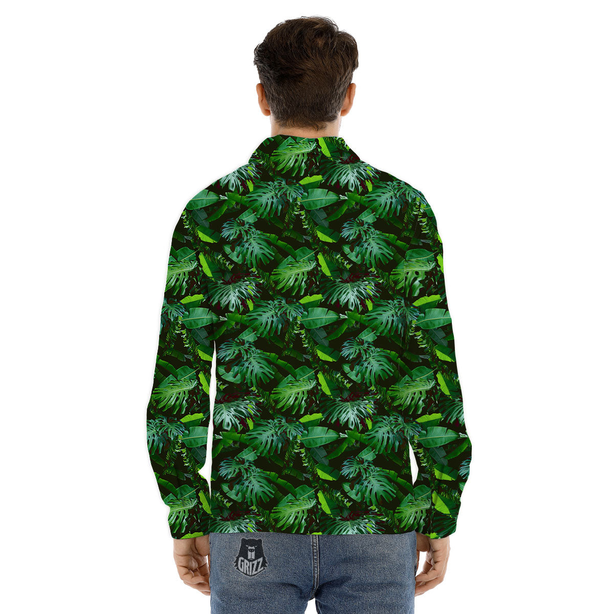 Banana Palm Leaf Green Tropical Print Men's Dress Shirts-grizzshop