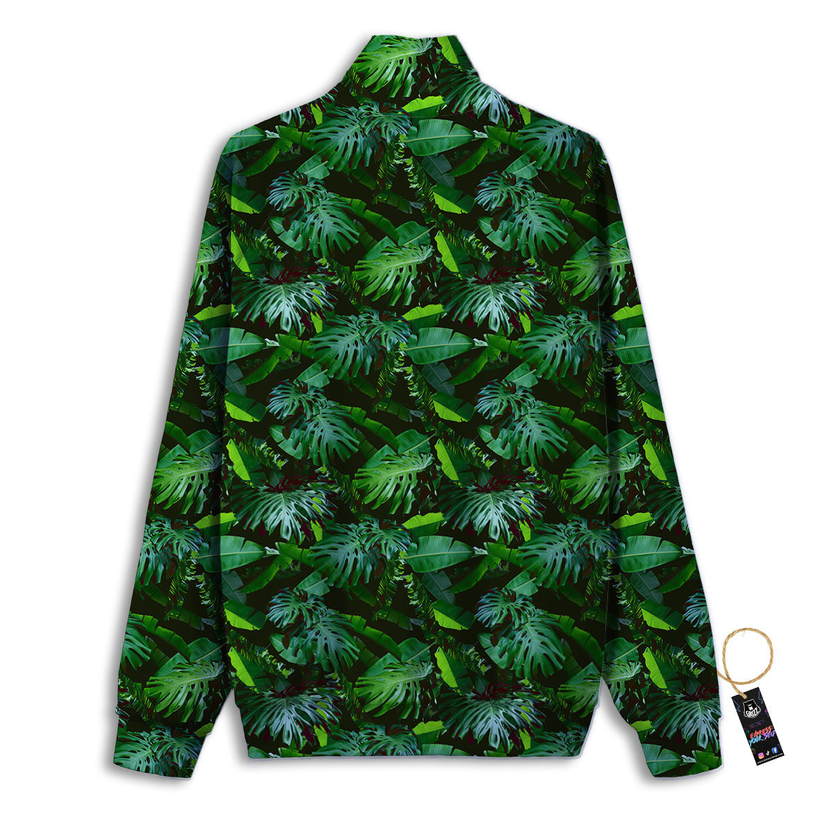 Banana Palm Leaf Green Tropical Print Track Jacket-grizzshop