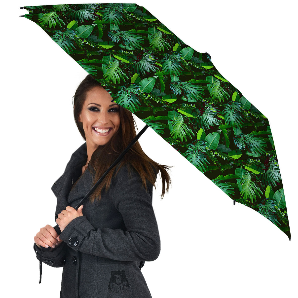 Banana Palm Leaf Green Tropical Print Umbrella-grizzshop