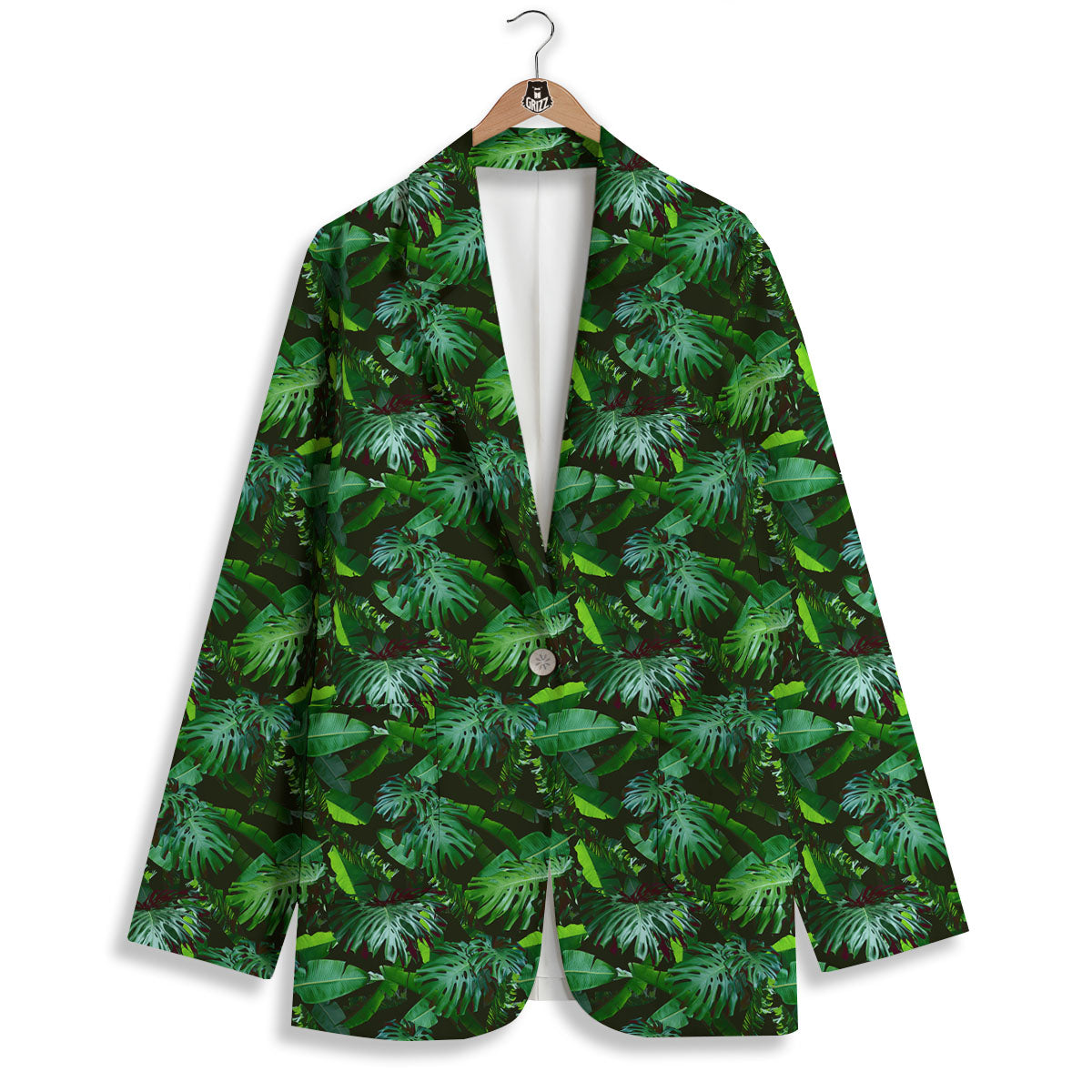Banana Palm Leaf Green Tropical Print Women's Blazer-grizzshop