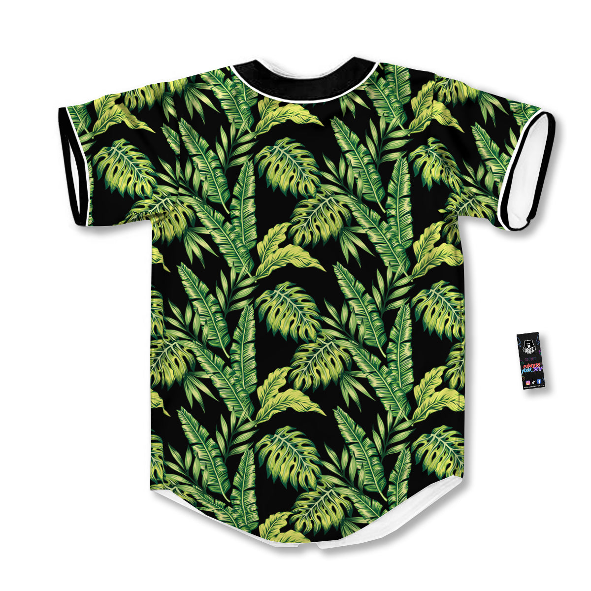 Banana Palm Leaf Print Pattern Baseball Jersey-grizzshop