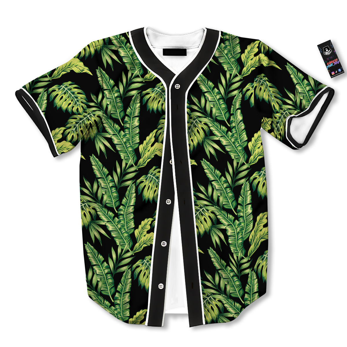 Banana Palm Leaf Print Pattern Baseball Jersey-grizzshop