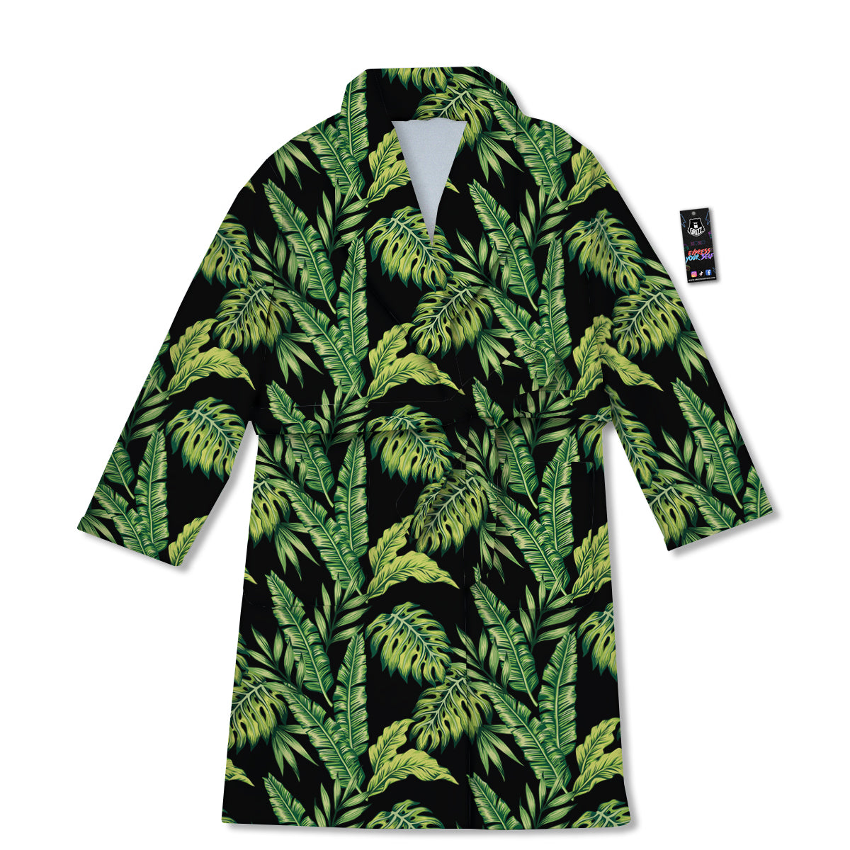 Banana Palm Leaf Print Pattern Bathrobe-grizzshop