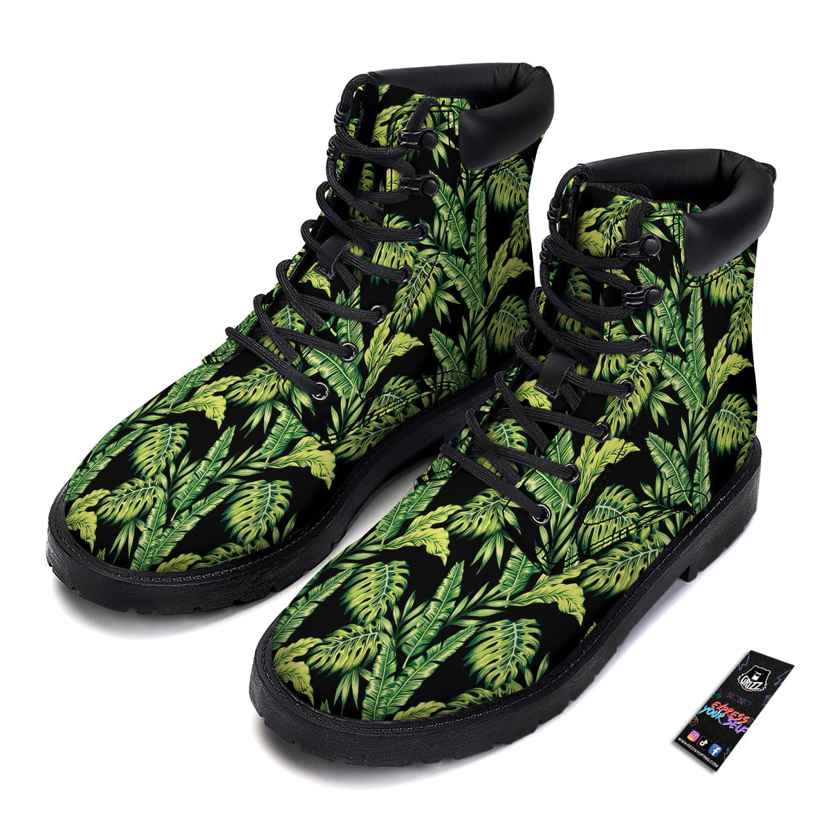 Banana Palm Leaf Print Pattern Boots-grizzshop