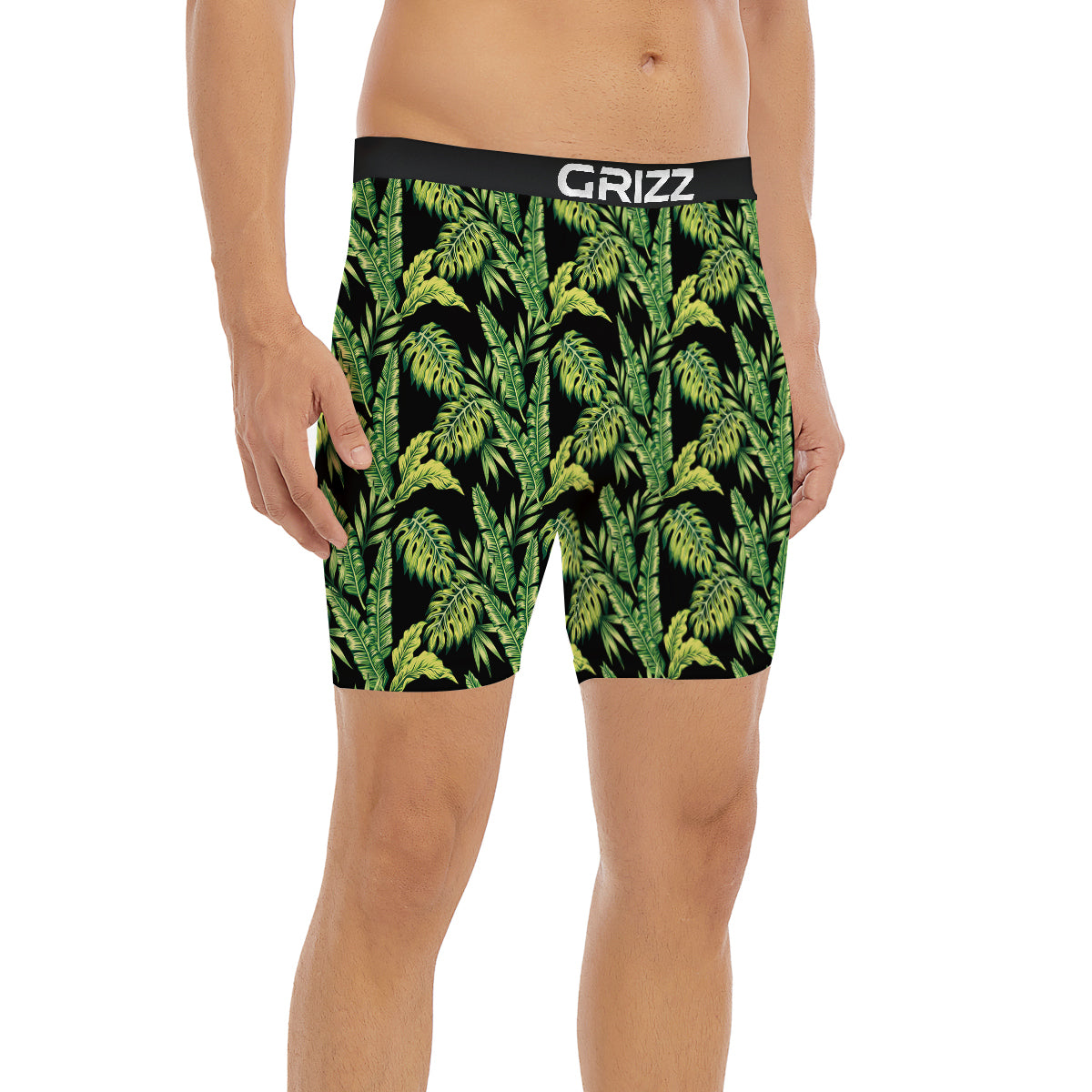 Banana Palm Leaf Print Pattern Boxer Briefs-grizzshop