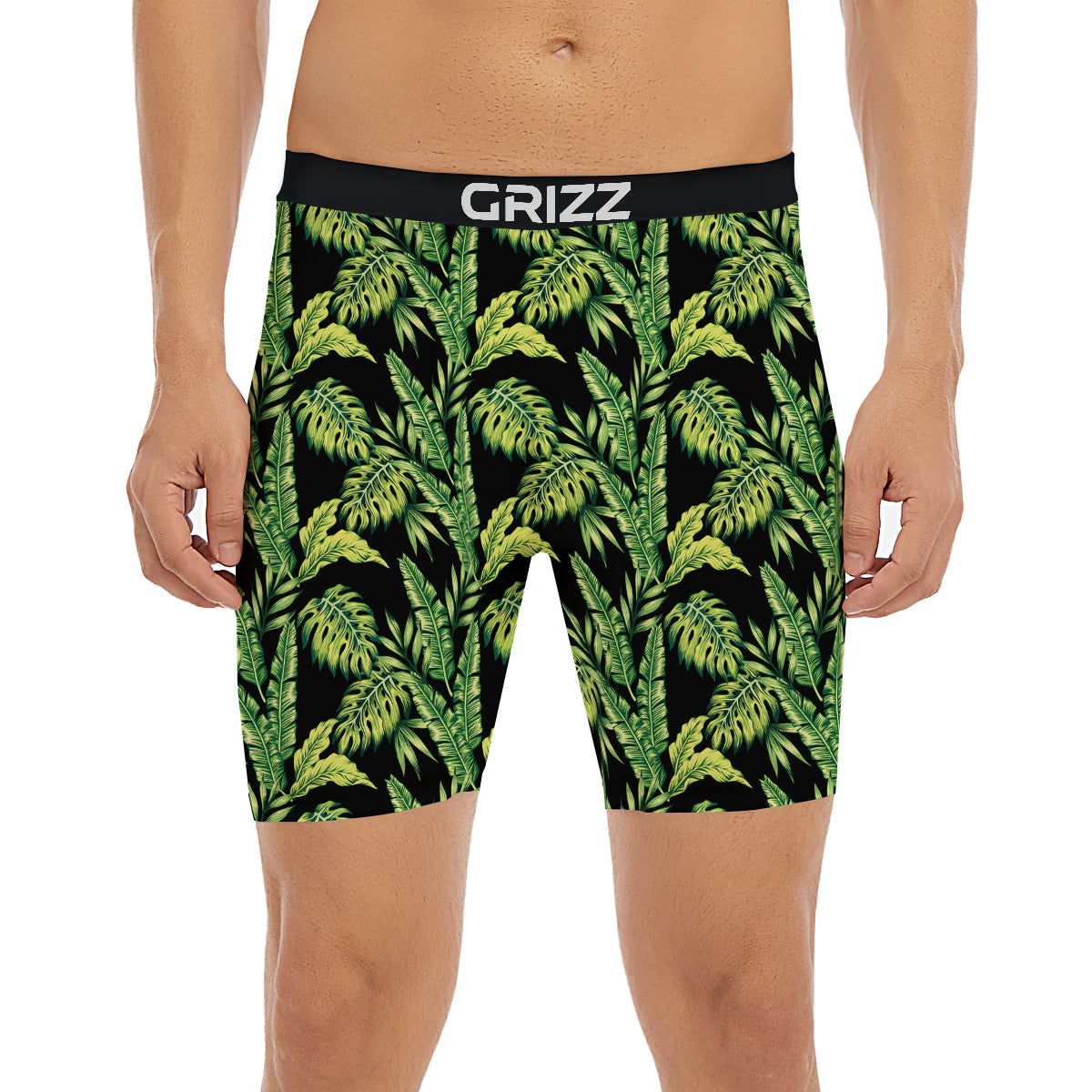 Banana Palm Leaf Print Pattern Boxer Briefs-grizzshop