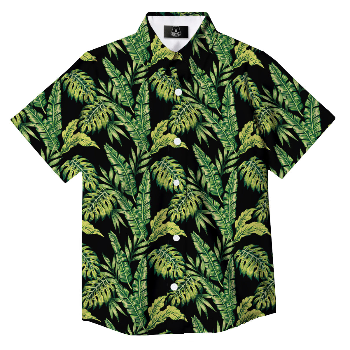 Banana Palm Leaf Print Pattern Button Up Shirt-grizzshop