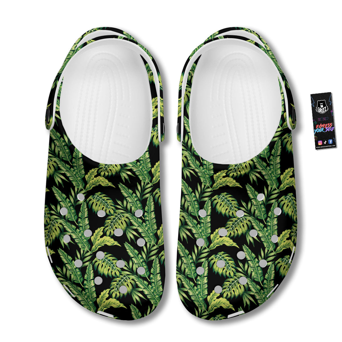 Banana Palm Leaf Print Pattern Clog-grizzshop