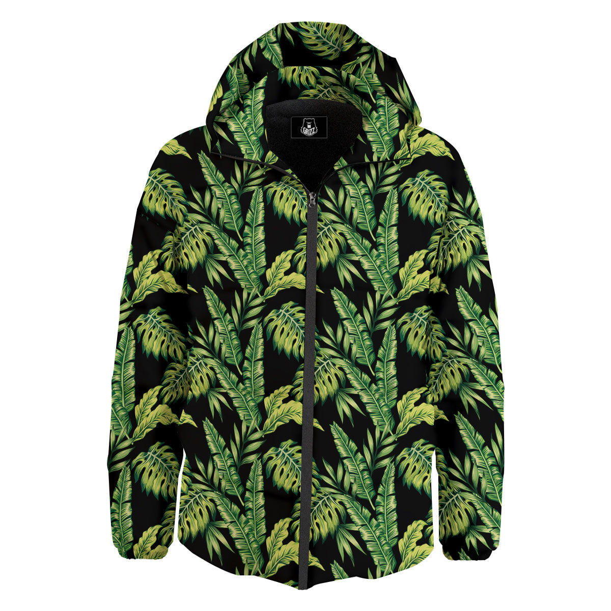 Banana Palm Leaf Print Pattern Down Jacket-grizzshop
