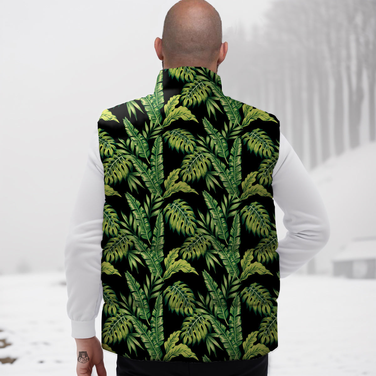 Banana Palm Leaf Print Pattern Down Vest