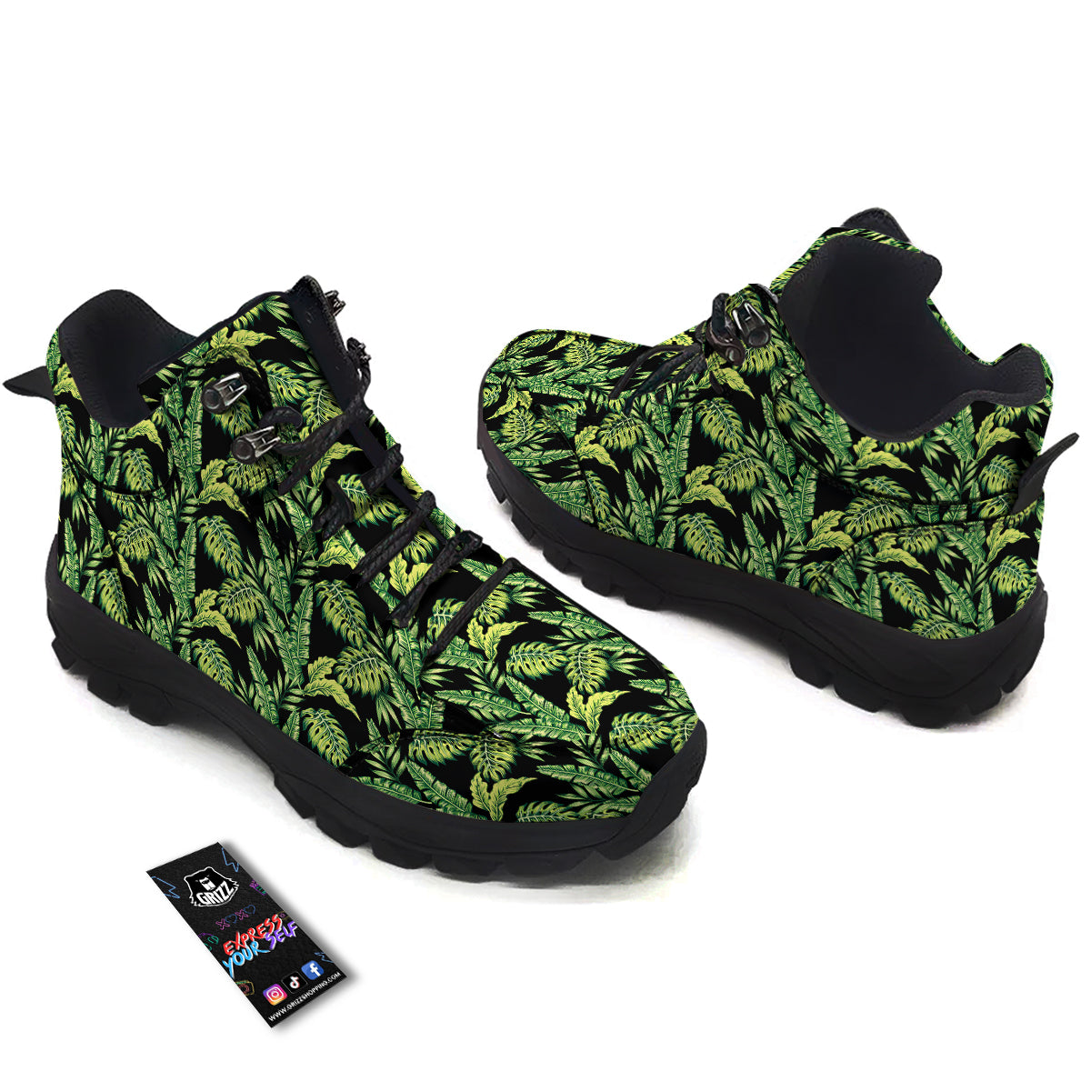 Banana Palm Leaf Print Pattern Hiking Shoes-grizzshop