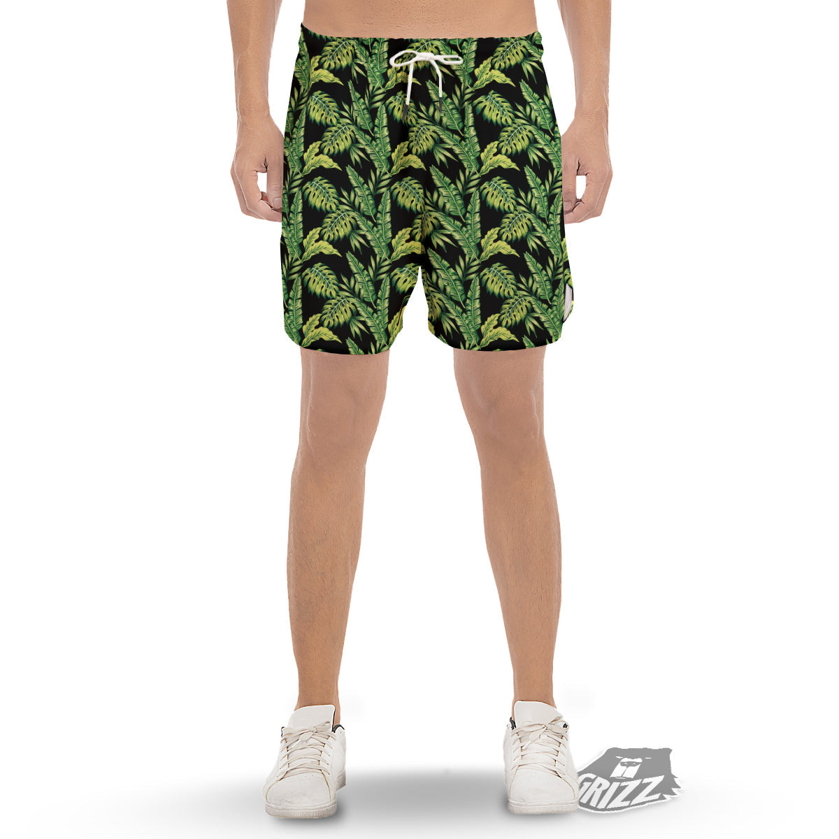 Banana Palm Leaf Print Pattern Men's Gym Shorts-grizzshop