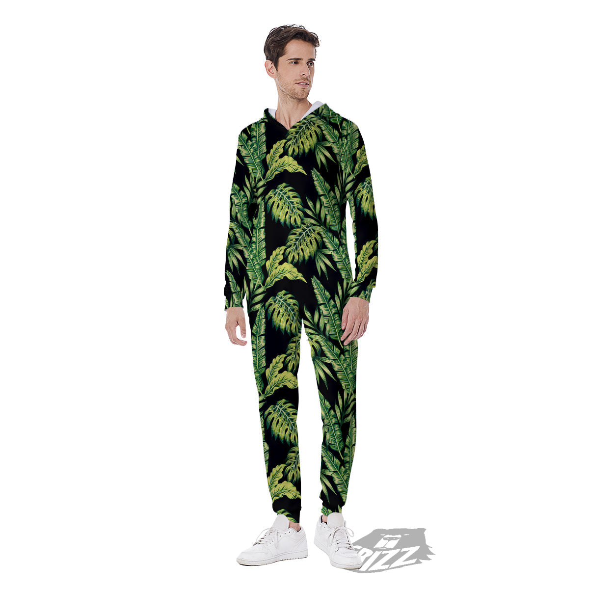 Banana Palm Leaf Print Pattern Men's Jumpsuit-grizzshop