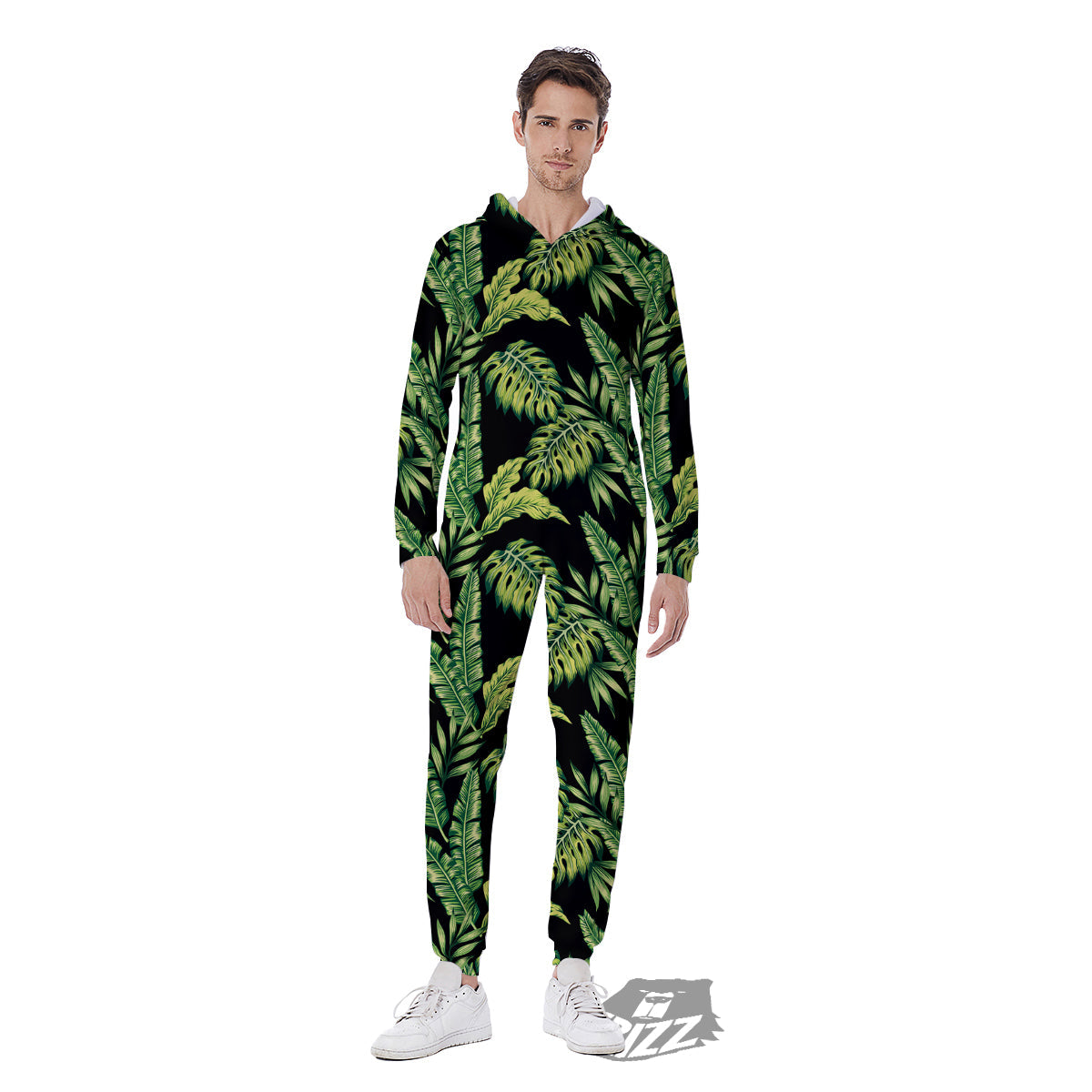 Banana Palm Leaf Print Pattern Men's Jumpsuit-grizzshop