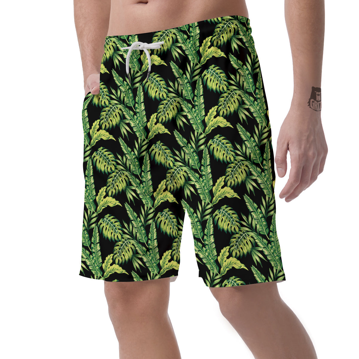 Banana Palm Leaf Print Pattern Men's Shorts-grizzshop