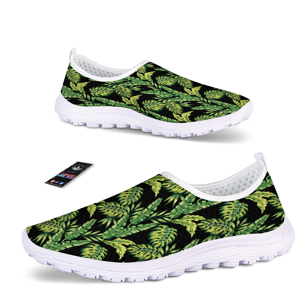 Banana Palm Leaf Print Pattern Nurse Shoes-grizzshop