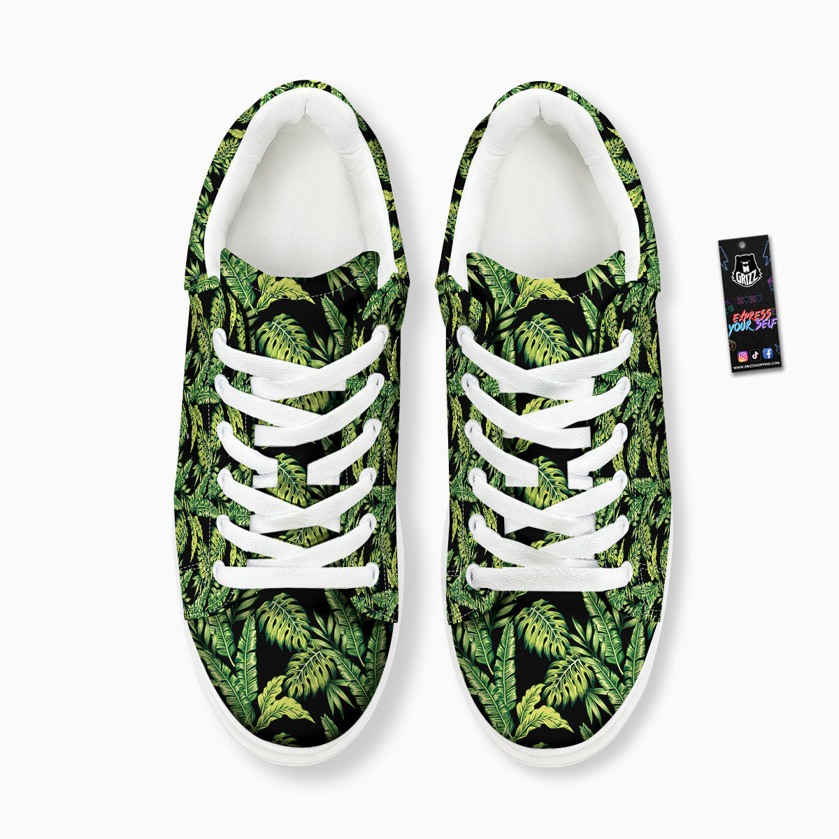 Banana Palm Leaf Print Pattern Platform Shoes-grizzshop