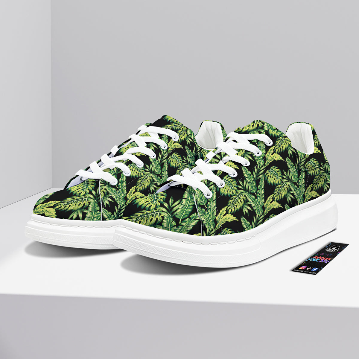Banana Palm Leaf Print Pattern Platform Shoes-grizzshop