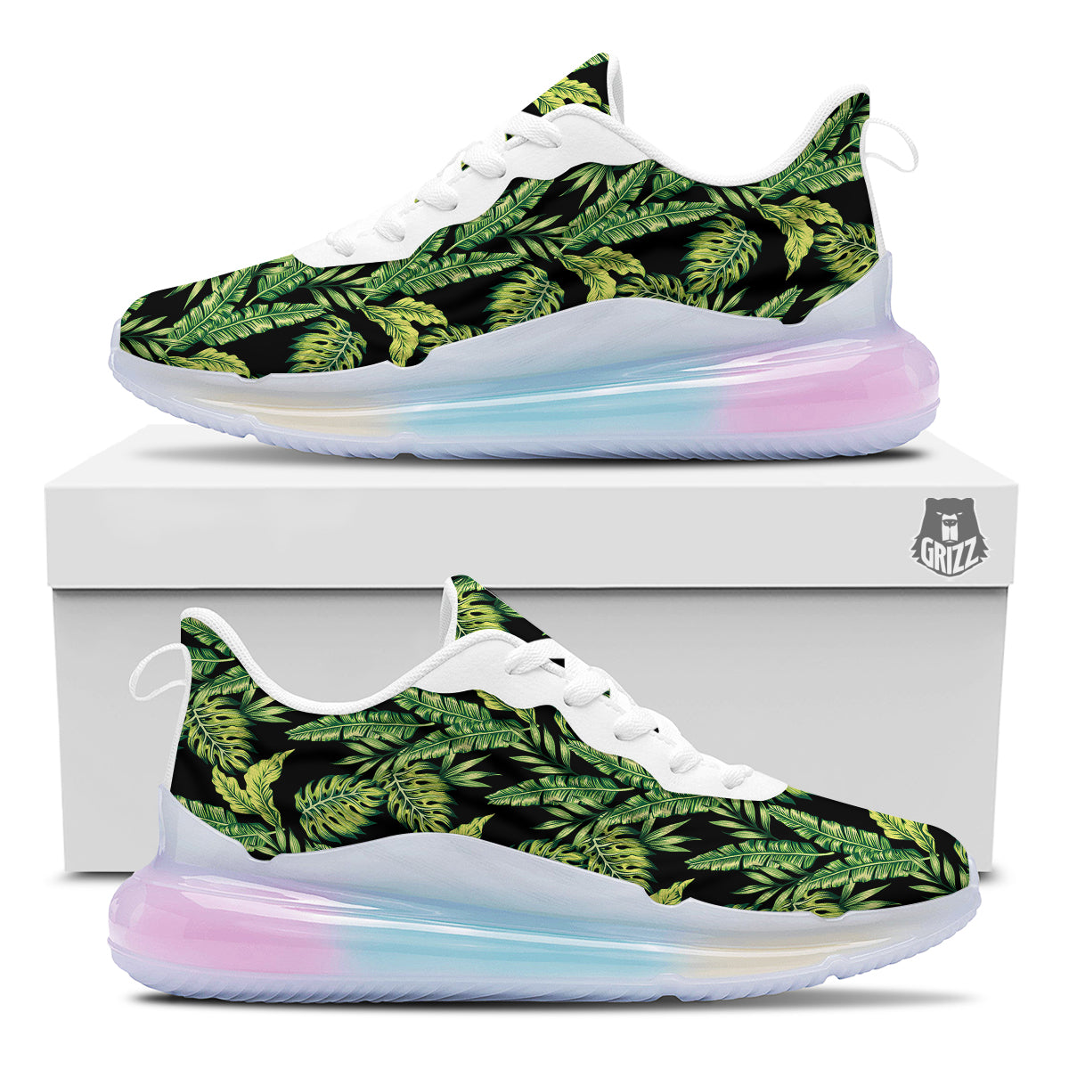 Banana Palm Leaf Print Pattern Running Sneakers-grizzshop