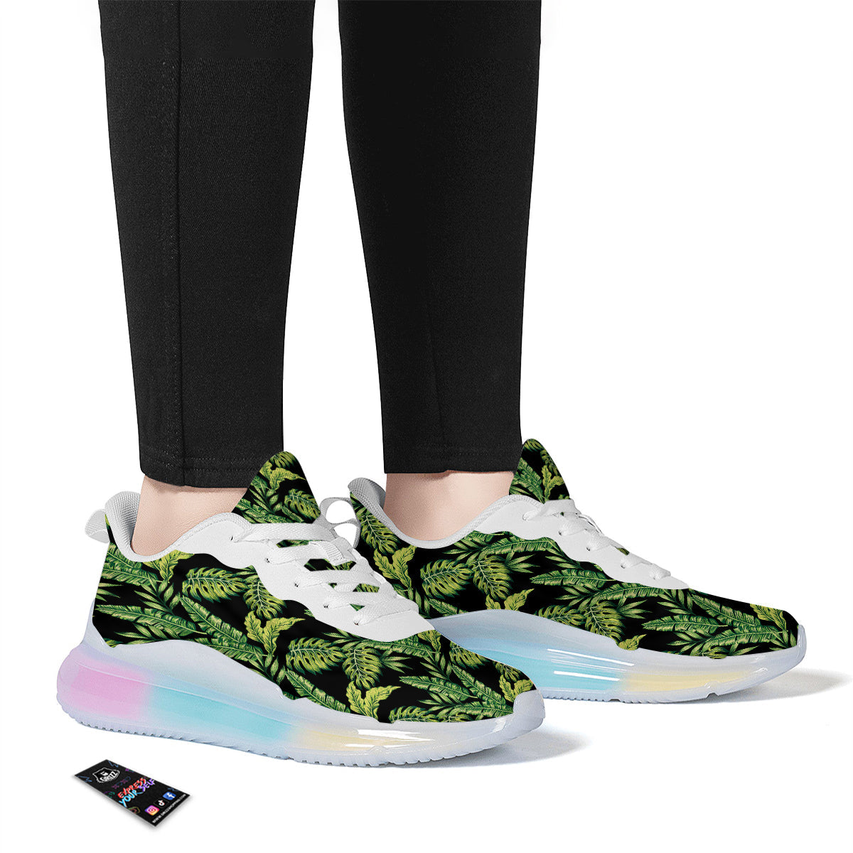 Banana Palm Leaf Print Pattern Running Sneakers-grizzshop