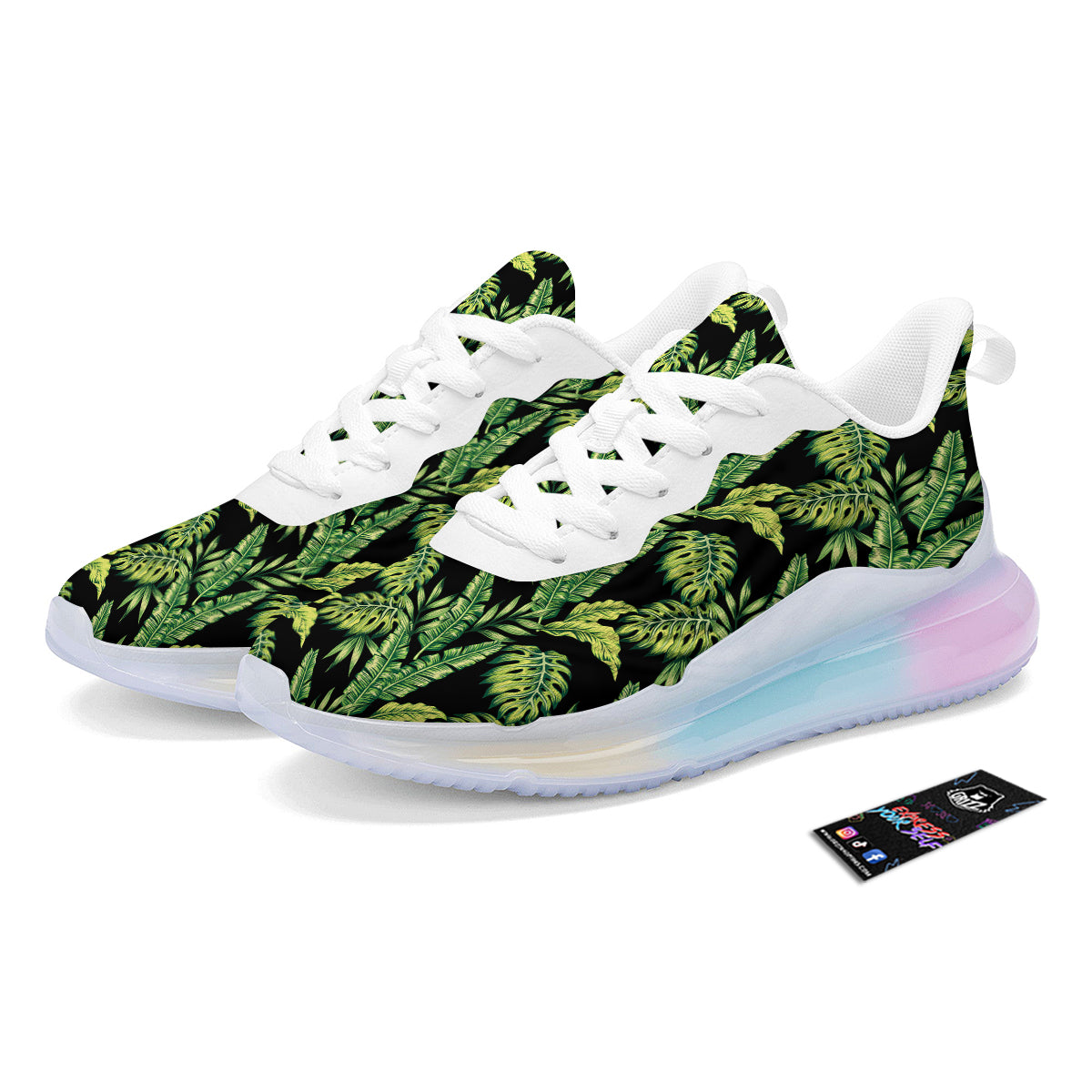 Banana Palm Leaf Print Pattern Running Sneakers-grizzshop