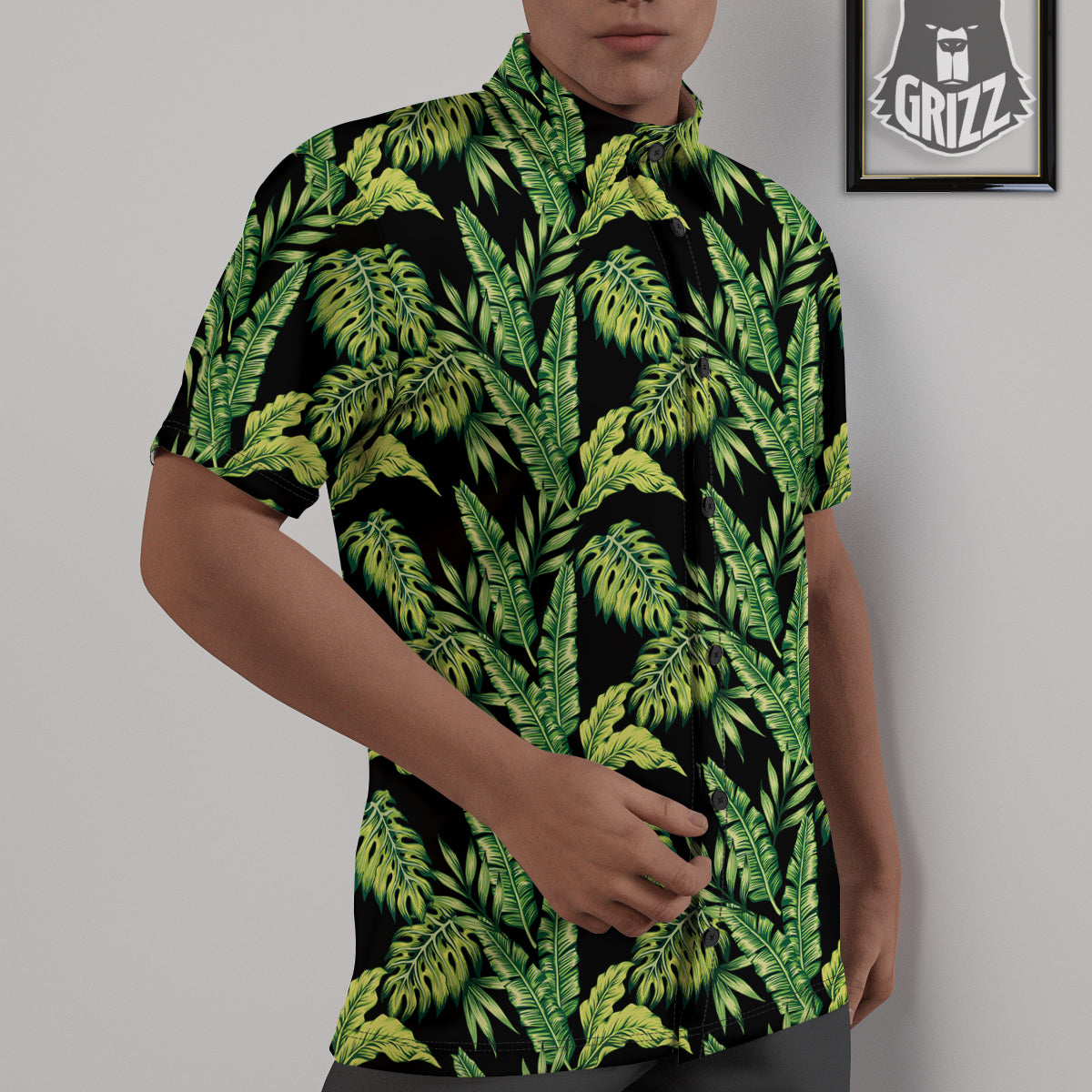 Banana Palm Leaf Print Pattern Untucked Shirts-grizzshop