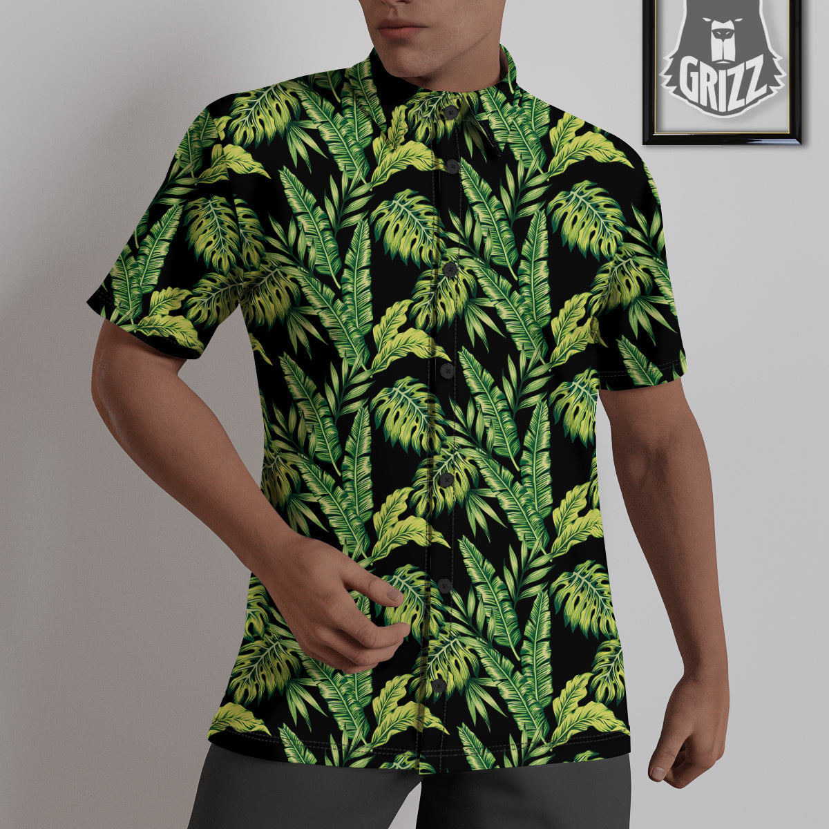 Banana Palm Leaf Print Pattern Untucked Shirts-grizzshop